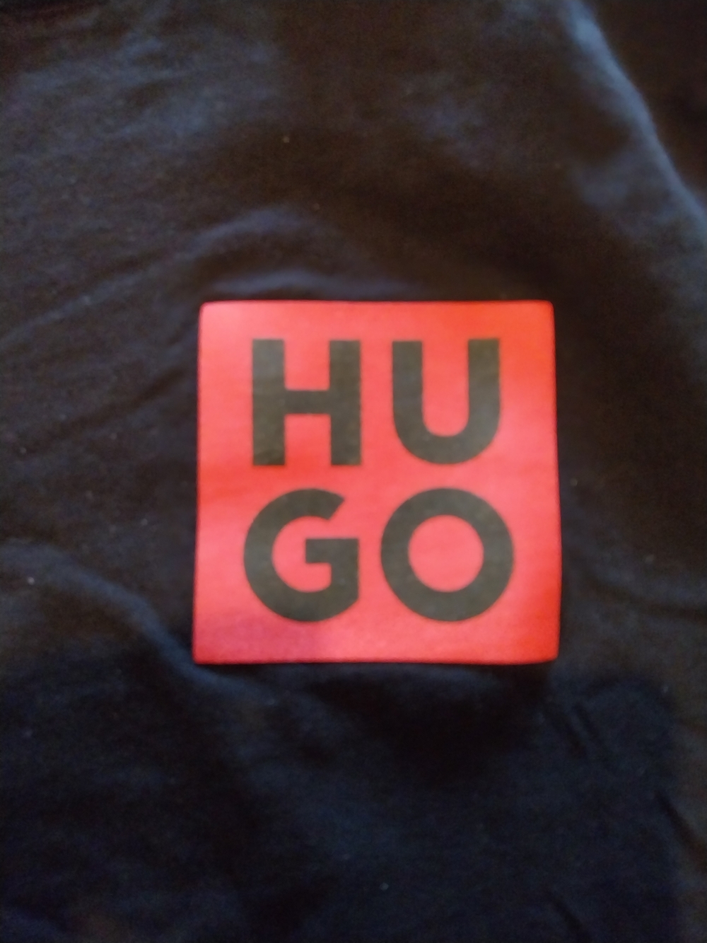 HUGO Black Short Sleeve Tee with Red Logo